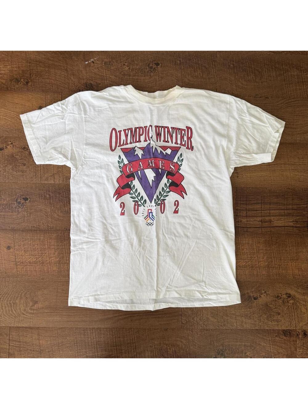 Olympic Winter Games 2002 Salt Lake City Graphic Tee Hanes Beefy L